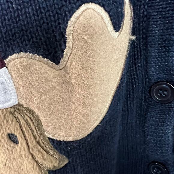 VTG Christopher & Banks Women's Small Navy Hand Embroidered Christmas Cardigan - Picture 6 of 12